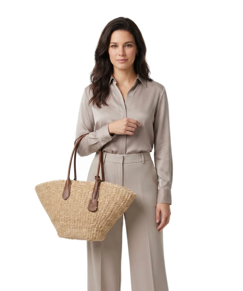 Polo Ralph Lauren Bellport Medium Cabas natural/cuoio