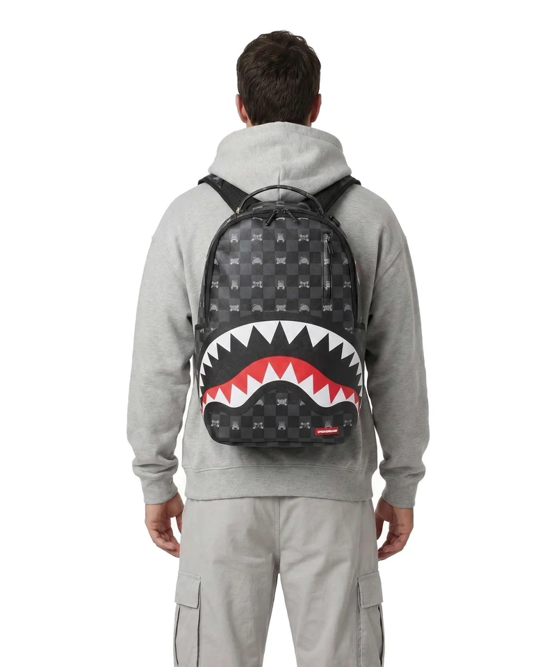 Sprayground Gray Peeking Character Check Sac à dos black