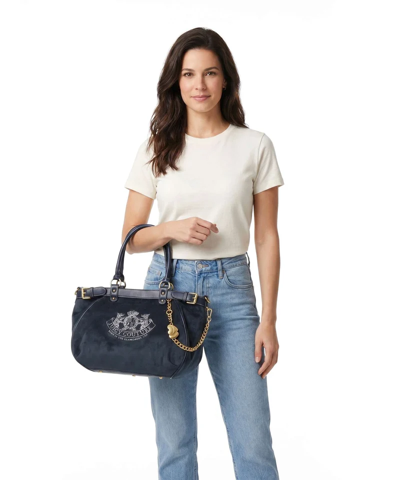 Juicy Couture Twig Narrative Velvet L Cabas blue depths
