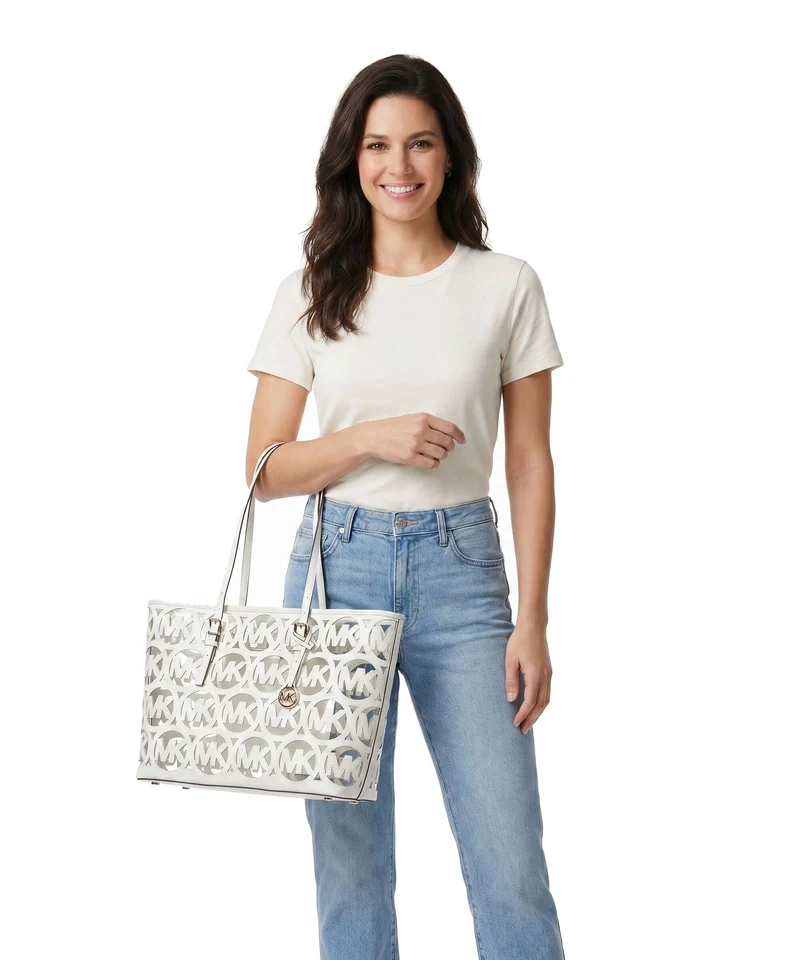 Michael Kors Quinn Large Cabas optic white