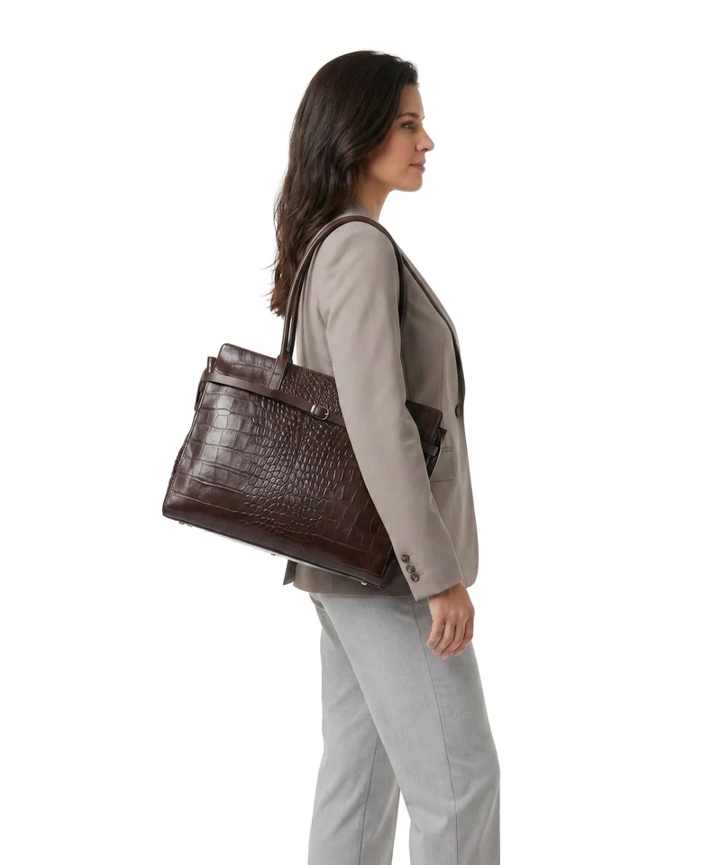 Castelijn & Beerens Croco Tess Porte-document mocca