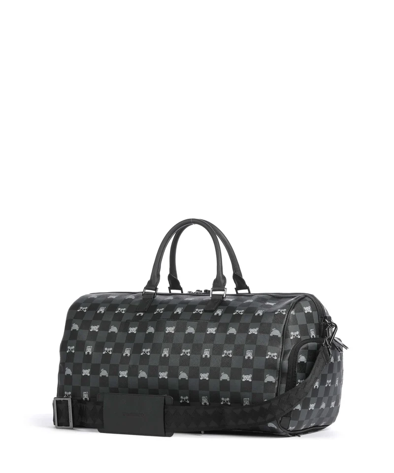 Sprayground Gray Peeking Character Check Sac week-end black