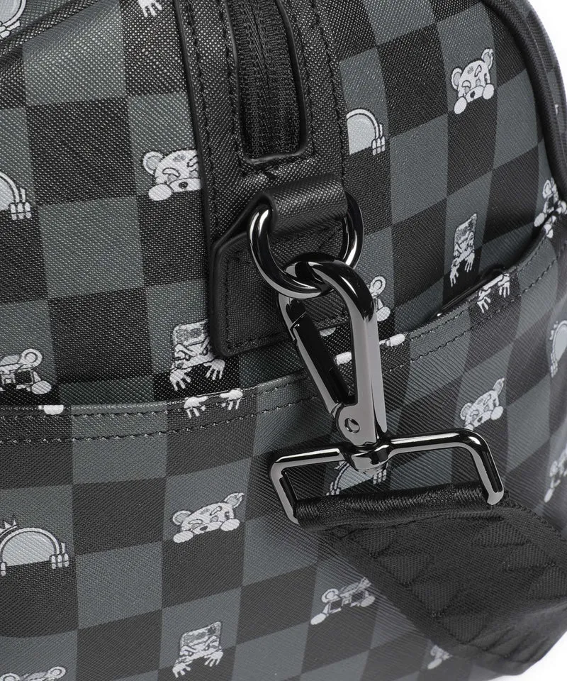 Sprayground Gray Peeking Character Check Sac week-end black