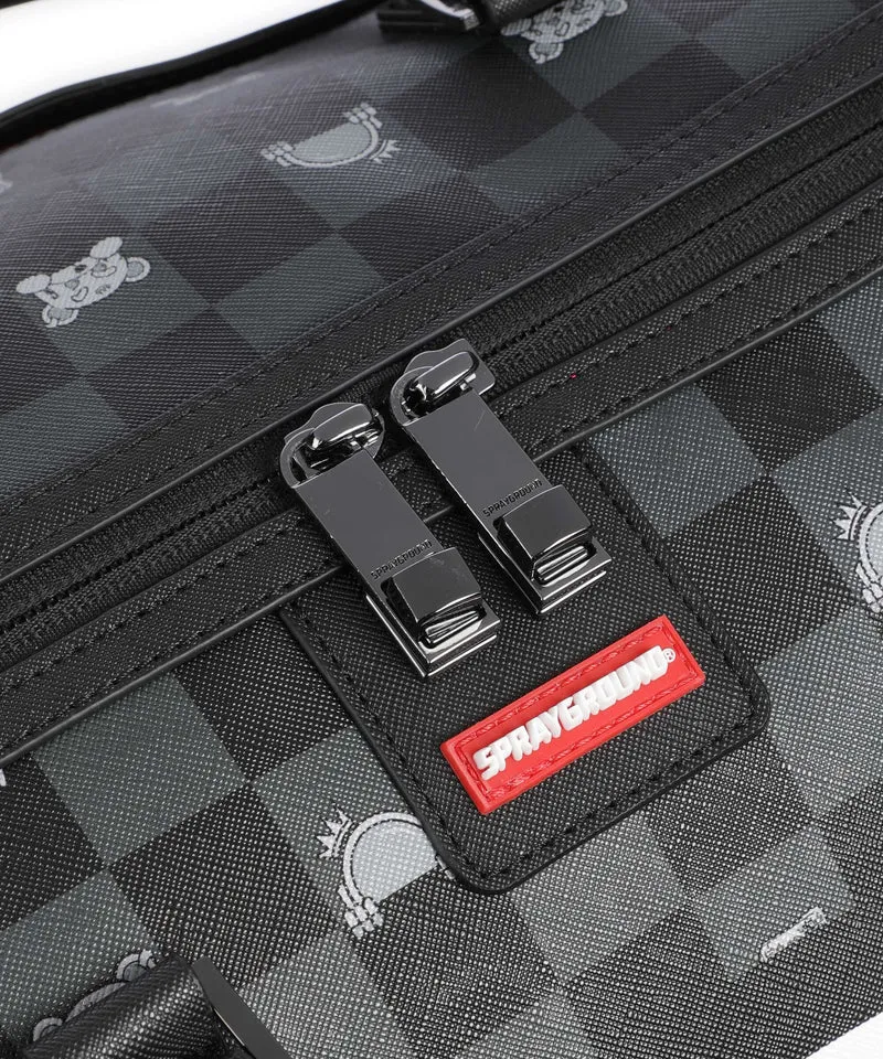 Sprayground Gray Peeking Character Check Sac week-end black