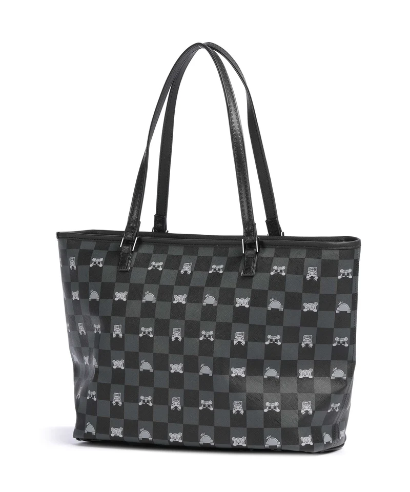 Sprayground Gray Peeking Character Check Cabas black