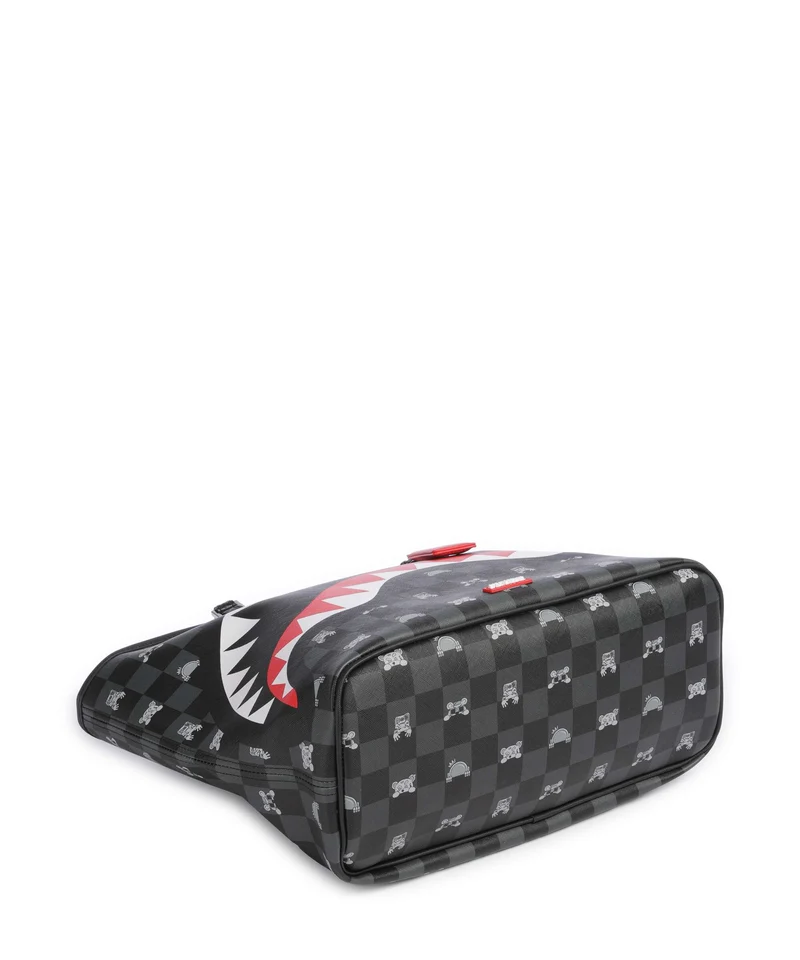 Sprayground Gray Peeking Character Check Cabas black
