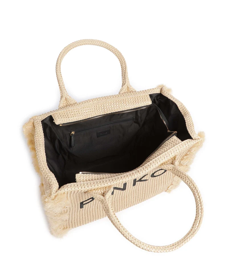 Pinko Beach Sac à main paglia/nero/antique gold