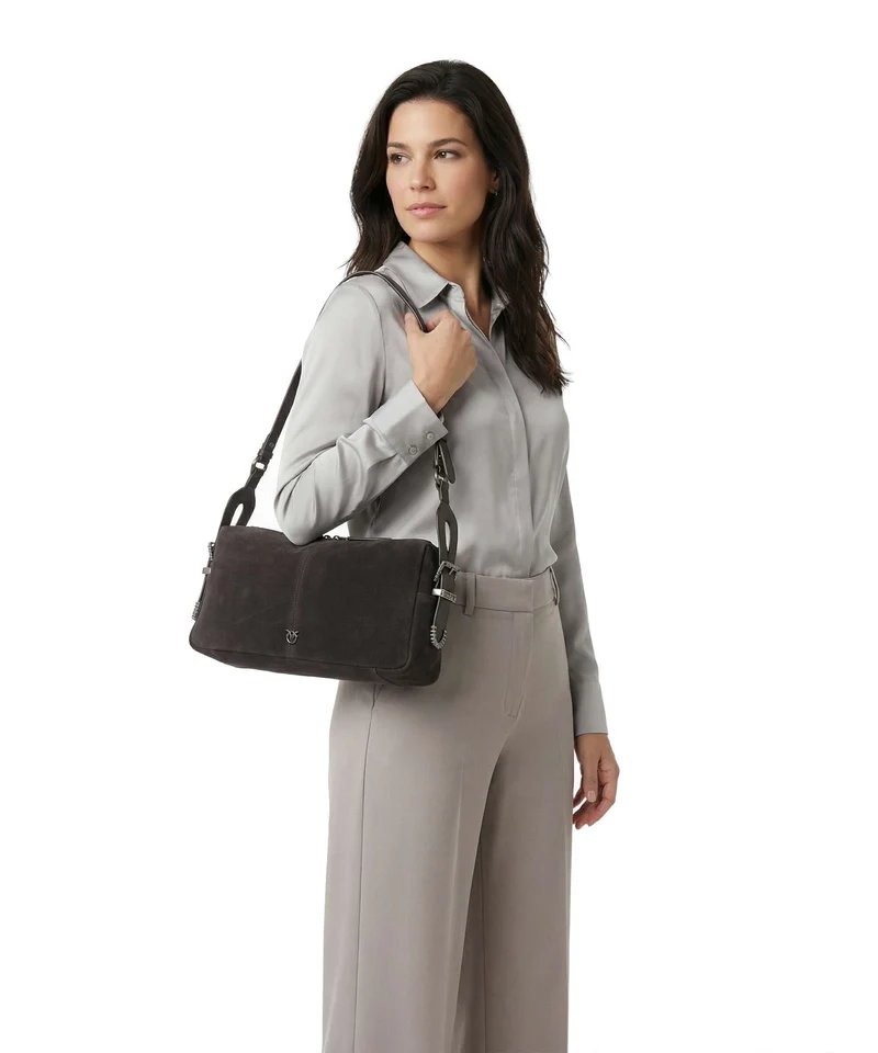 Pinko 24 Classic Sac porté épaule marrone/chicco di caffe/old silver