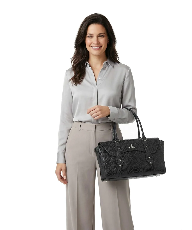Vivienne Westwood Bettina Snake Effect Medium Sac à main dark grey