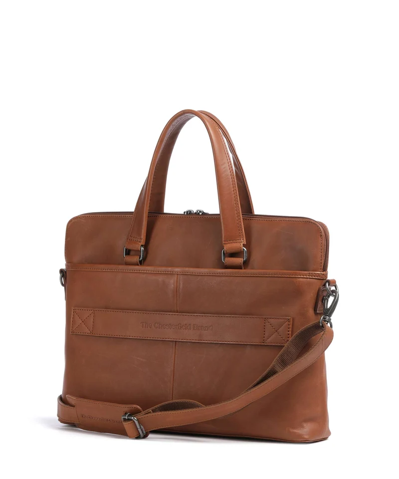 The Chesterfield Brand Wax Pull Up Cow Elvas Sac d'ordinateur cognac