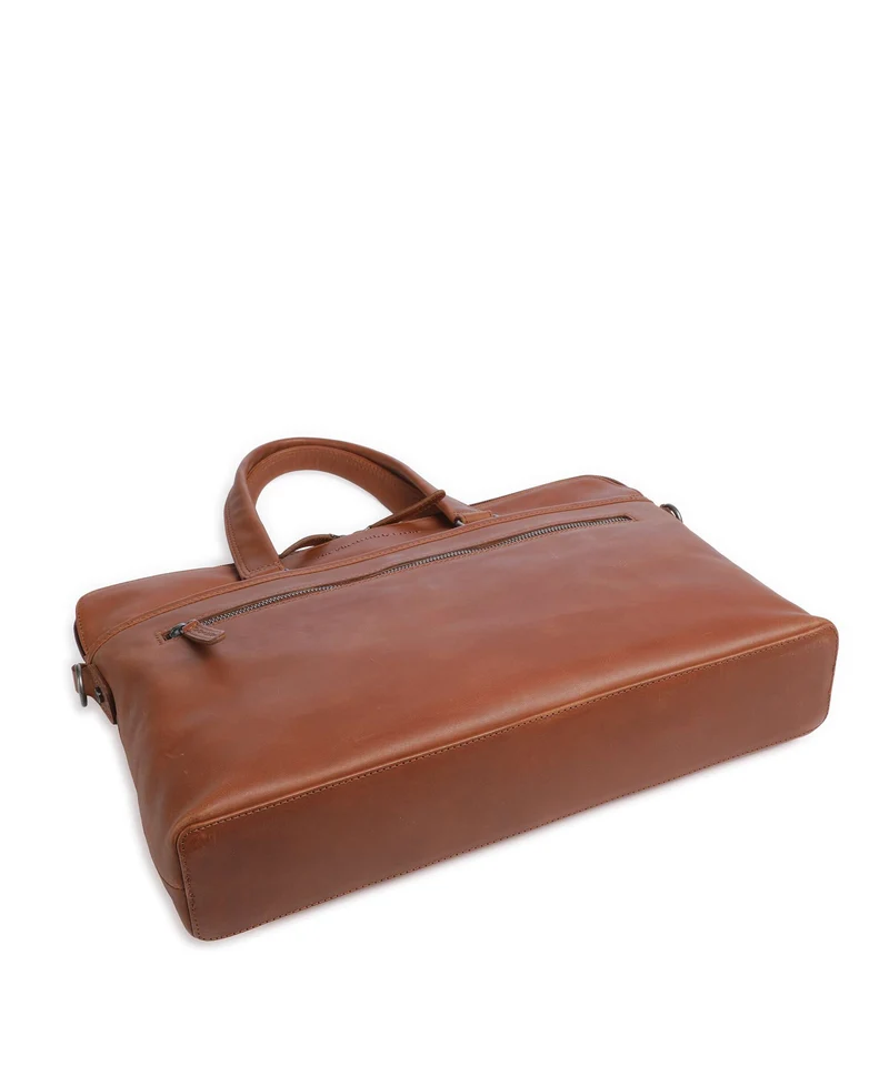 The Chesterfield Brand Wax Pull Up Cow Elvas Sac d'ordinateur cognac