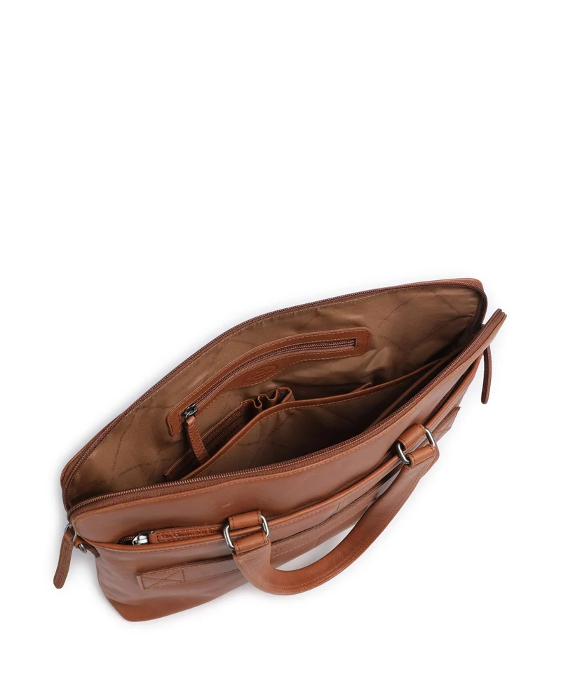The Chesterfield Brand Wax Pull Up Cow Elvas Sac d'ordinateur cognac