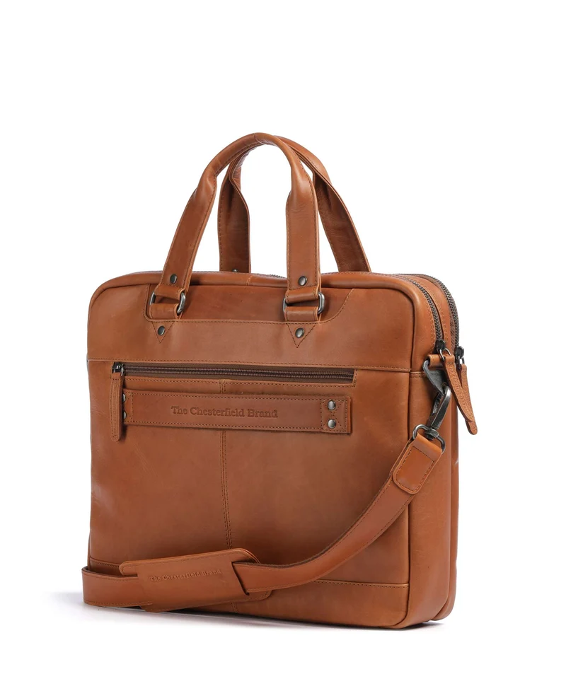 The Chesterfield Brand Wax Pull Up Cow Montara Sac d'ordinateur cognac