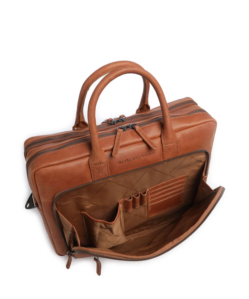 The Chesterfield Brand Wax Pull Up Cow Tacama Sac d'ordinateur cognac