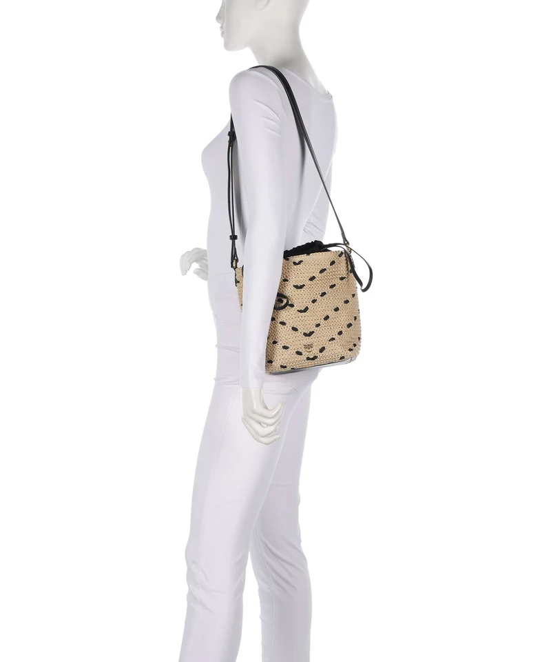 Pinko Sac seau paglia/nero/antique gold
