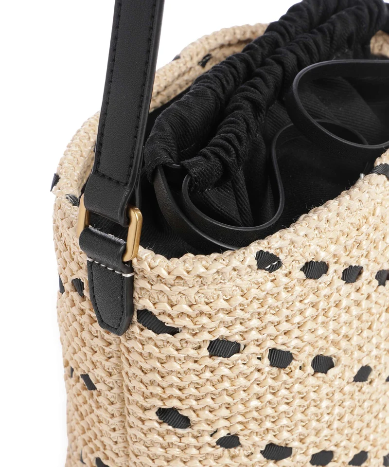 Pinko Sac seau paglia/nero/antique gold