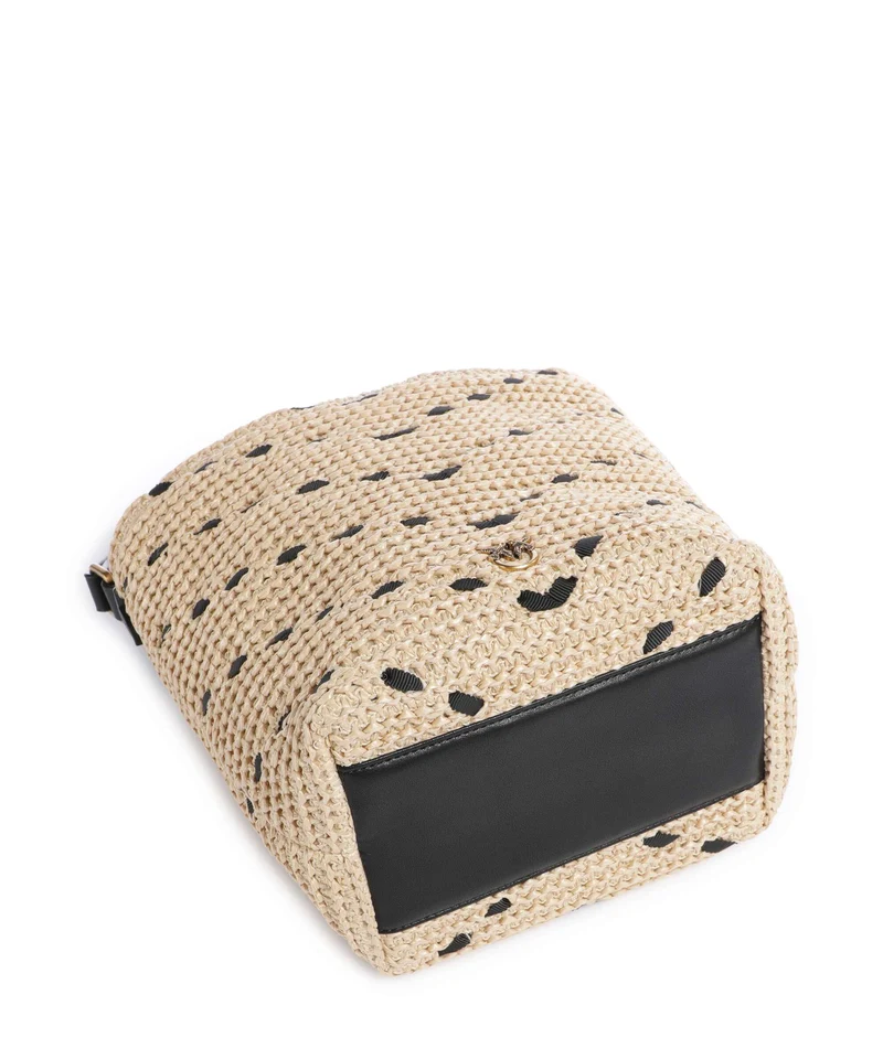 Pinko Sac seau paglia/nero/antique gold
