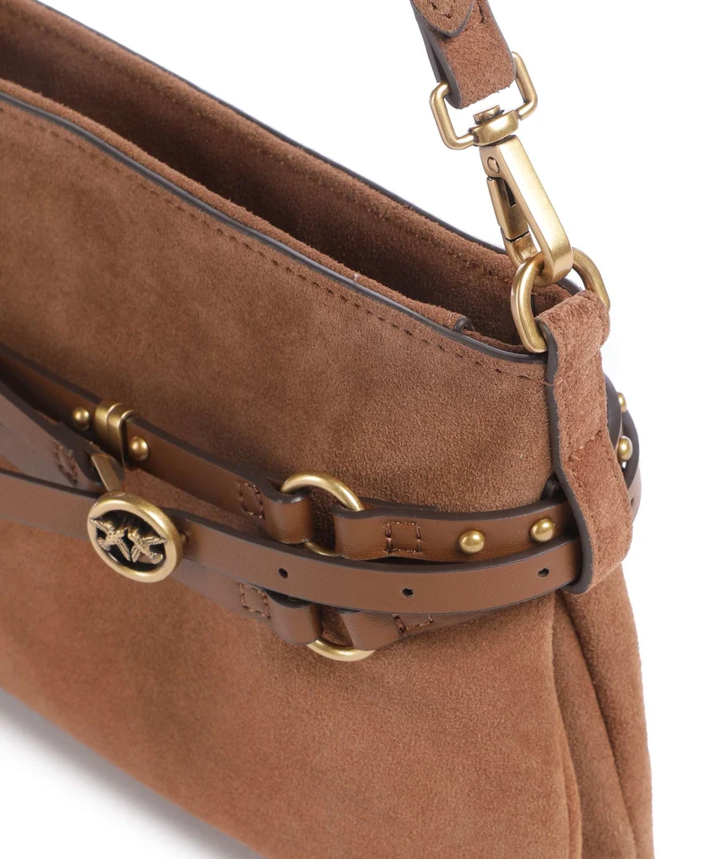 Pinko Belt Mini Sac porté épaule marrone/leone/antique gold