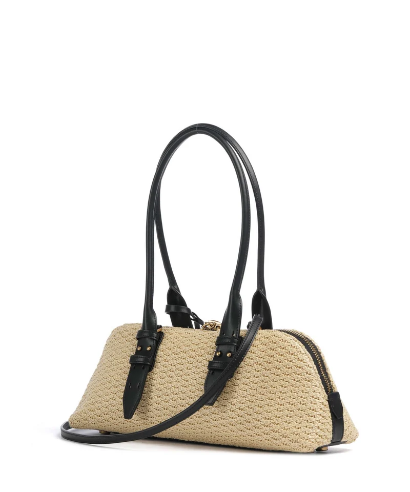 Pinko Bowling Horizontal Big Sac à main raffia/bianco/antique gold