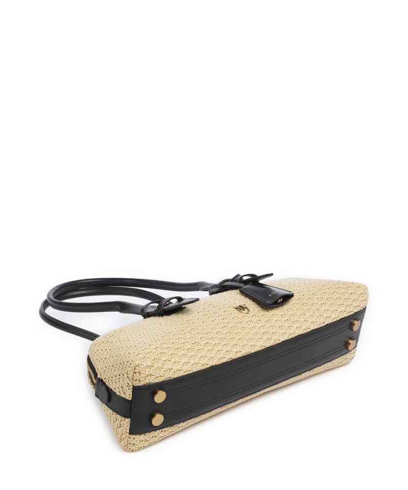Pinko Bowling Horizontal Big Sac à main raffia/bianco/antique gold