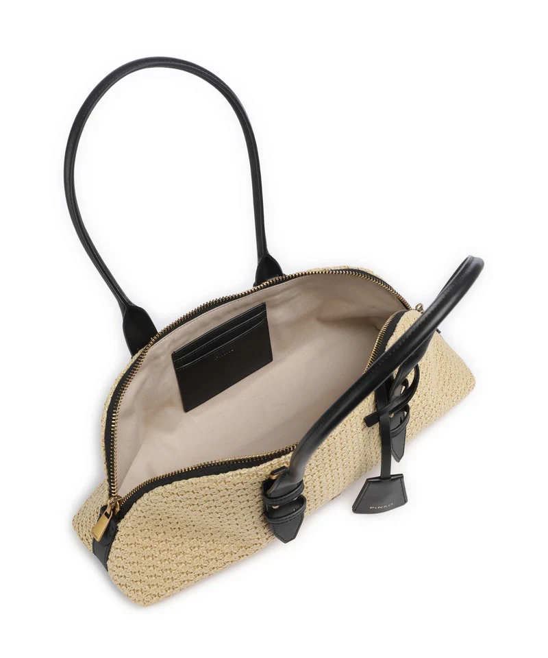 Pinko Bowling Horizontal Big Sac à main raffia/bianco/antique gold