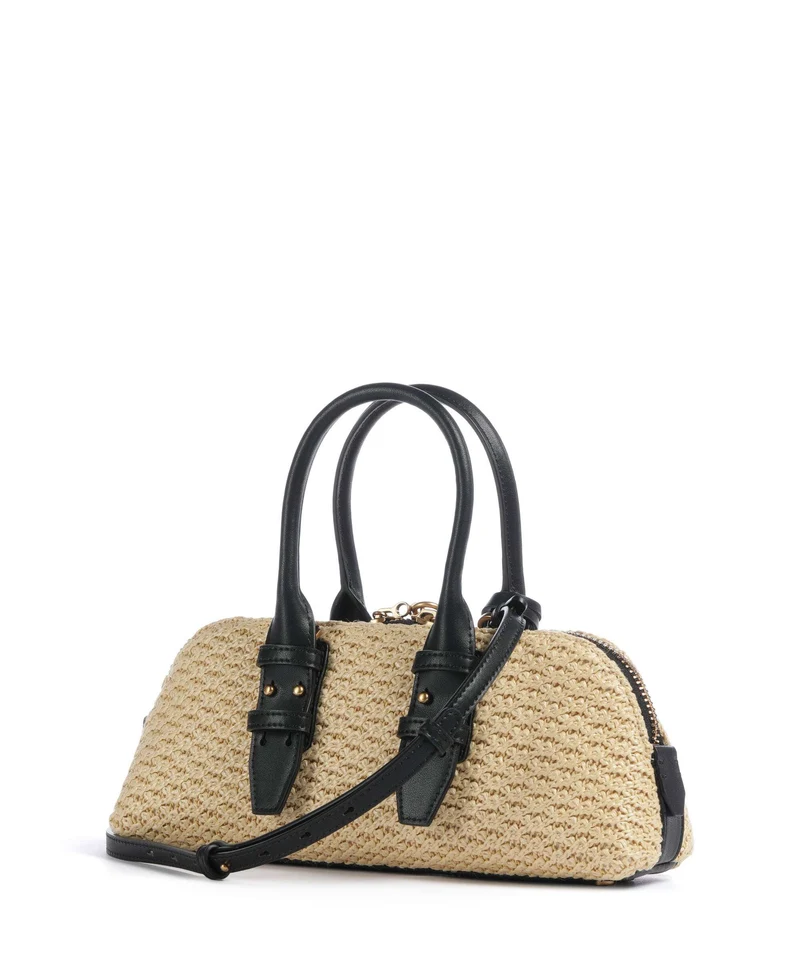 Pinko Bowling Horizontal Sac à main rafia/nero/antique gold