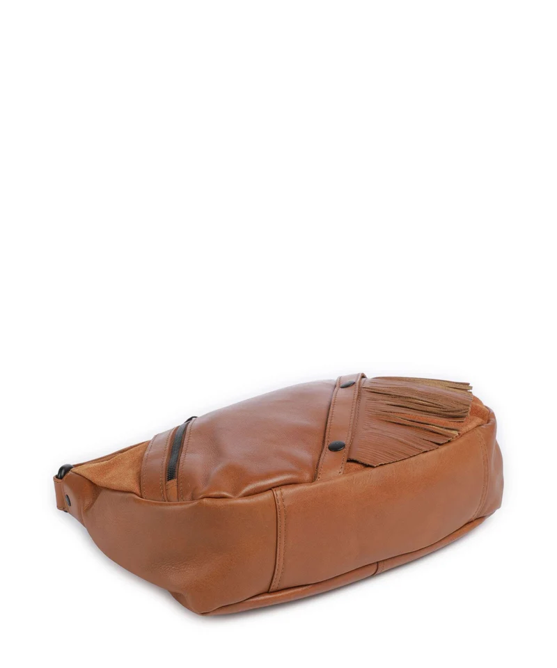 Spikes & Sparrow Suede Mix Jadeline Sac porté épaule brandy