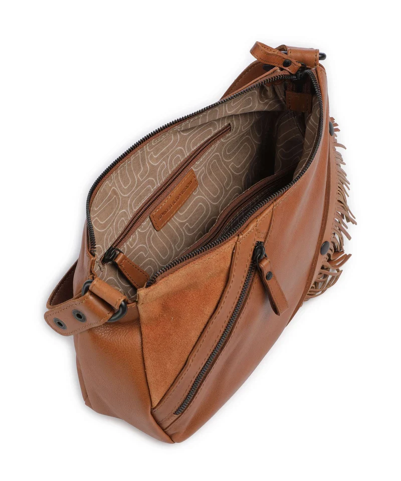 Spikes & Sparrow Suede Mix Jadeline Sac porté épaule brandy