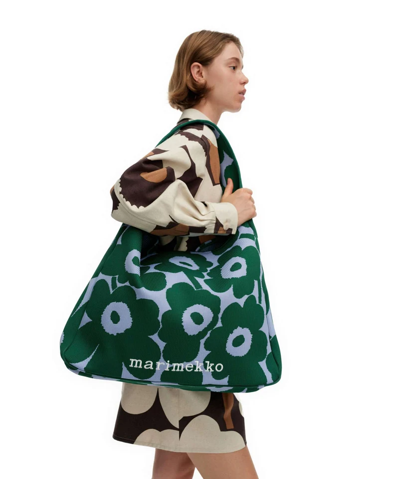 Marimekko Knitted Unikko Sac fourre-tout dark green/blue