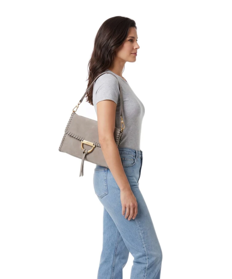 Abro Suede Temi Stitch Sac porté épaule siena