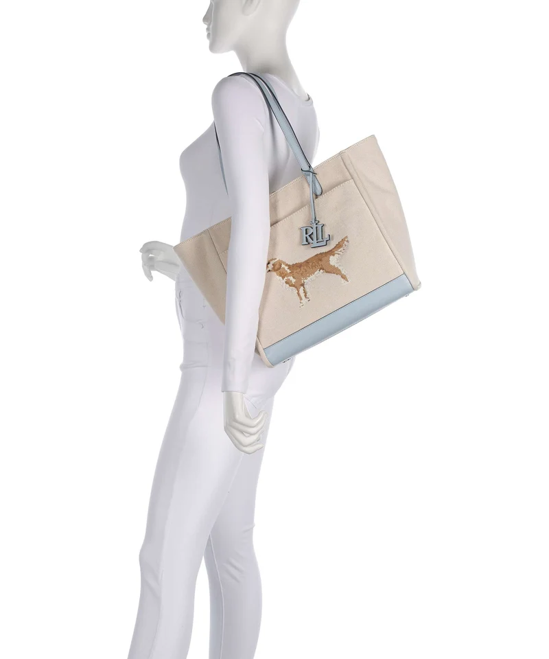 Lauren Ralph Lauren Cameryn Large Cabas natural/buff canvas/alpine blue