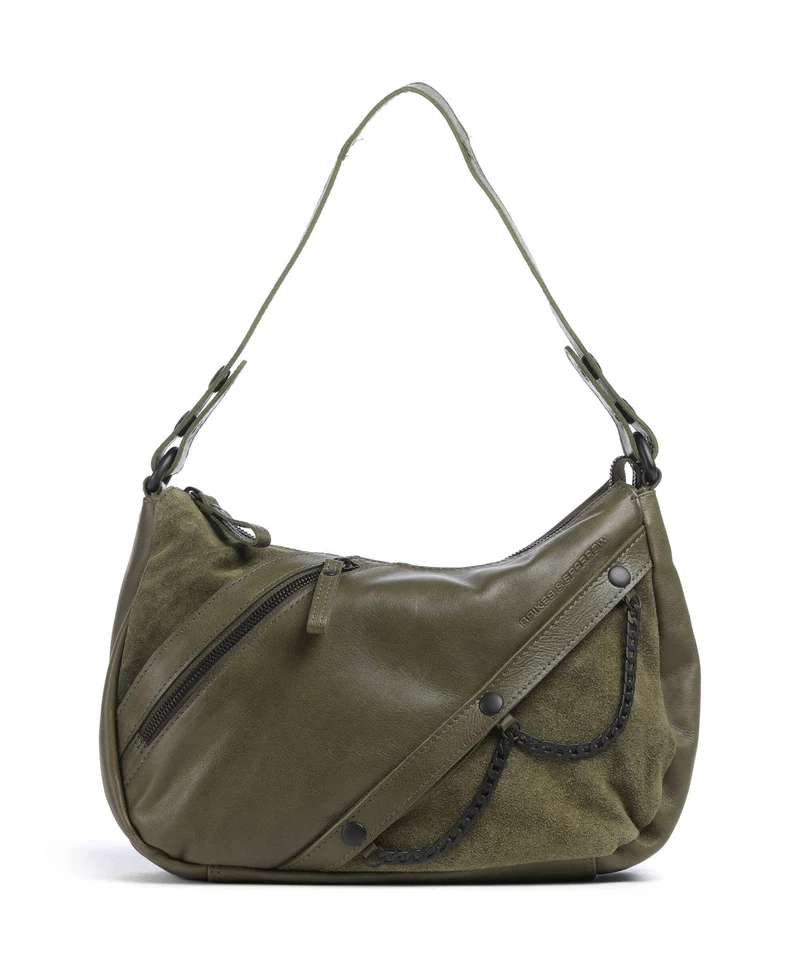 Spikes & Sparrow Suede Mix Jadeline Sac porté épaule green