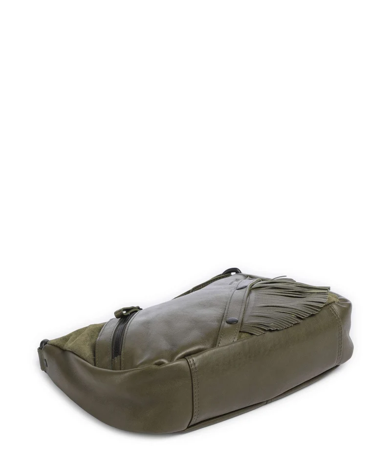 Spikes & Sparrow Suede Mix Jadeline Sac porté épaule green