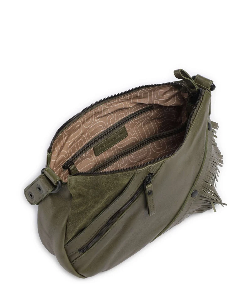 Spikes & Sparrow Suede Mix Jadeline Sac porté épaule green