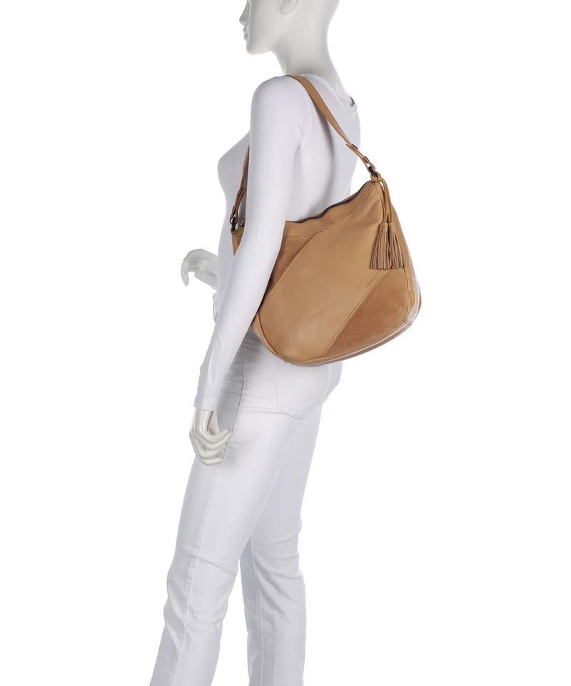 Spikes & Sparrow Suede Mix Natalia Sac fourre-tout camel