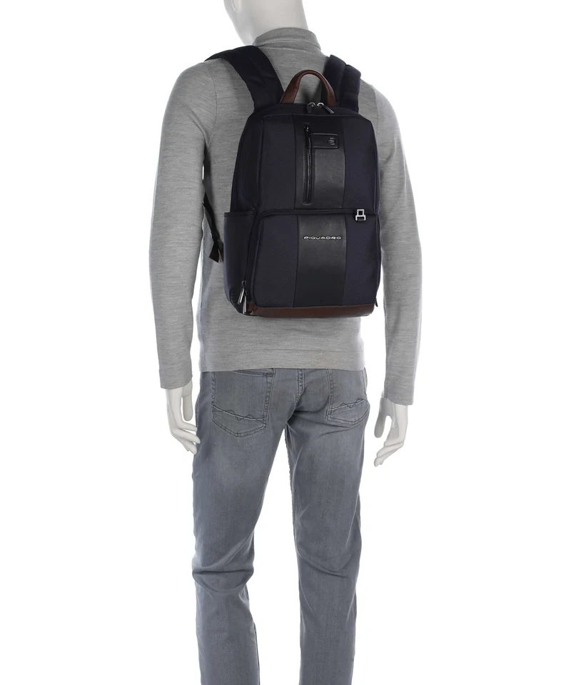 Piquadro Brief 2 LED Sac à dos d'ordinateur blue/cognac