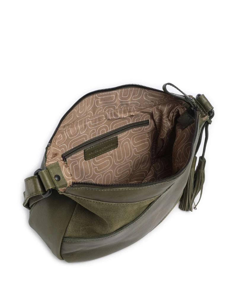 Spikes & Sparrow Suede Mix Lorain Sac bandoulière green