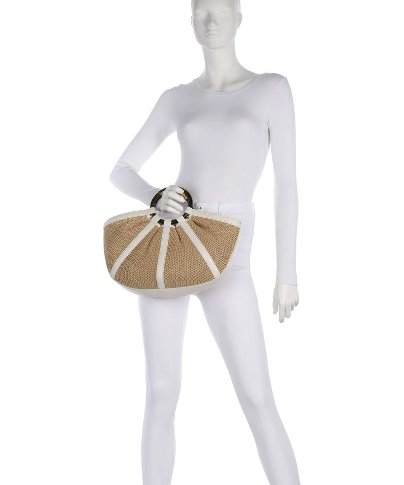 Coccinelle Shell Straw Sac à main natural/pearl