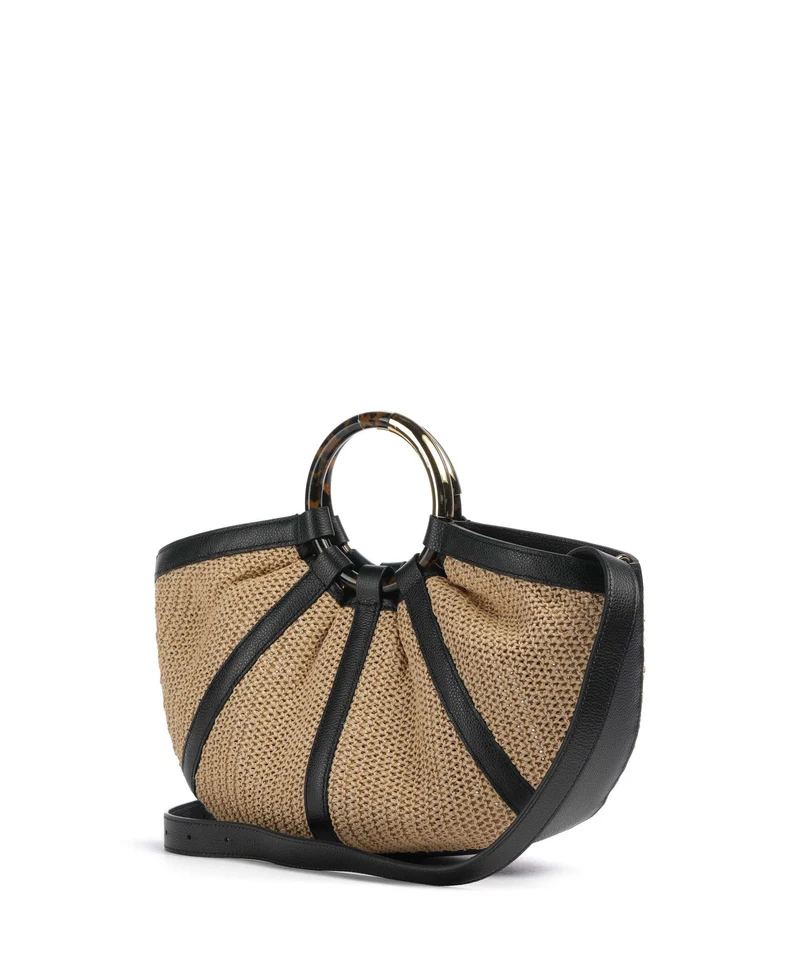 Coccinelle Shell Straw Sac à main natural/noir