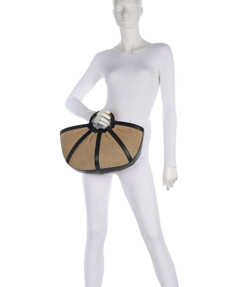 Coccinelle Shell Straw Sac à main natural/noir