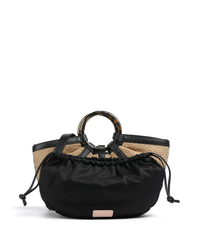Coccinelle Shell Straw Sac à main natural/noir