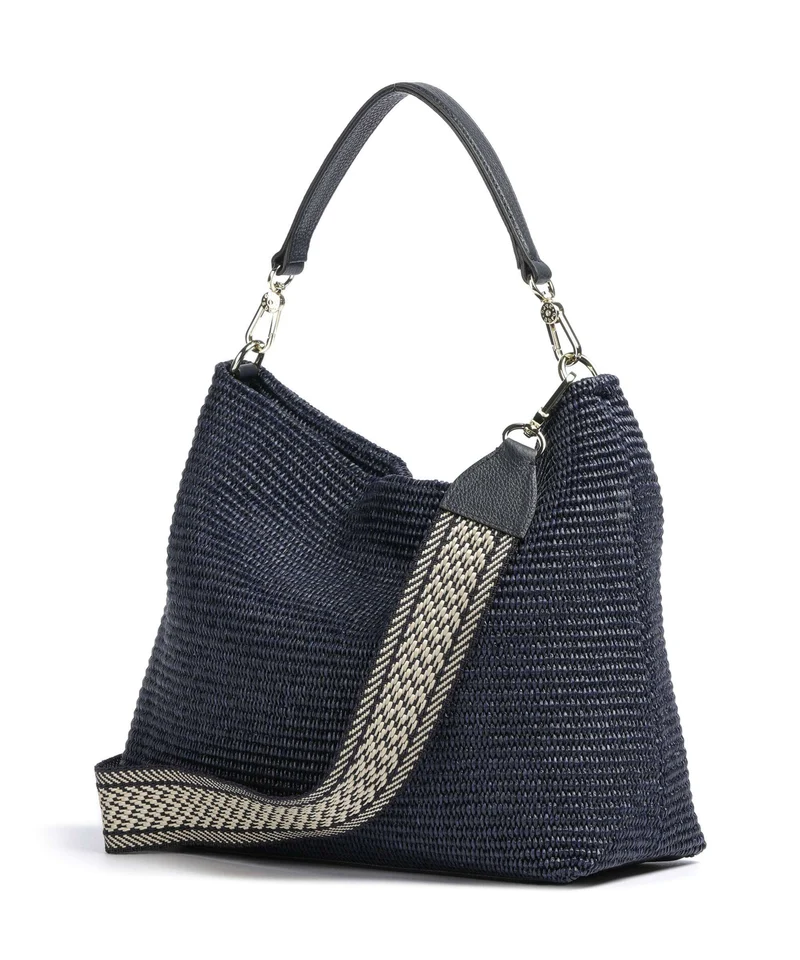 Abro Raffia Kaia Sac fourre-tout navy