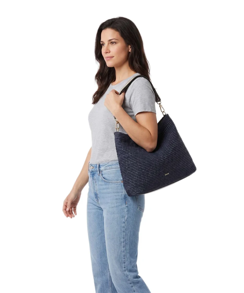 Abro Raffia Kaia Sac fourre-tout navy