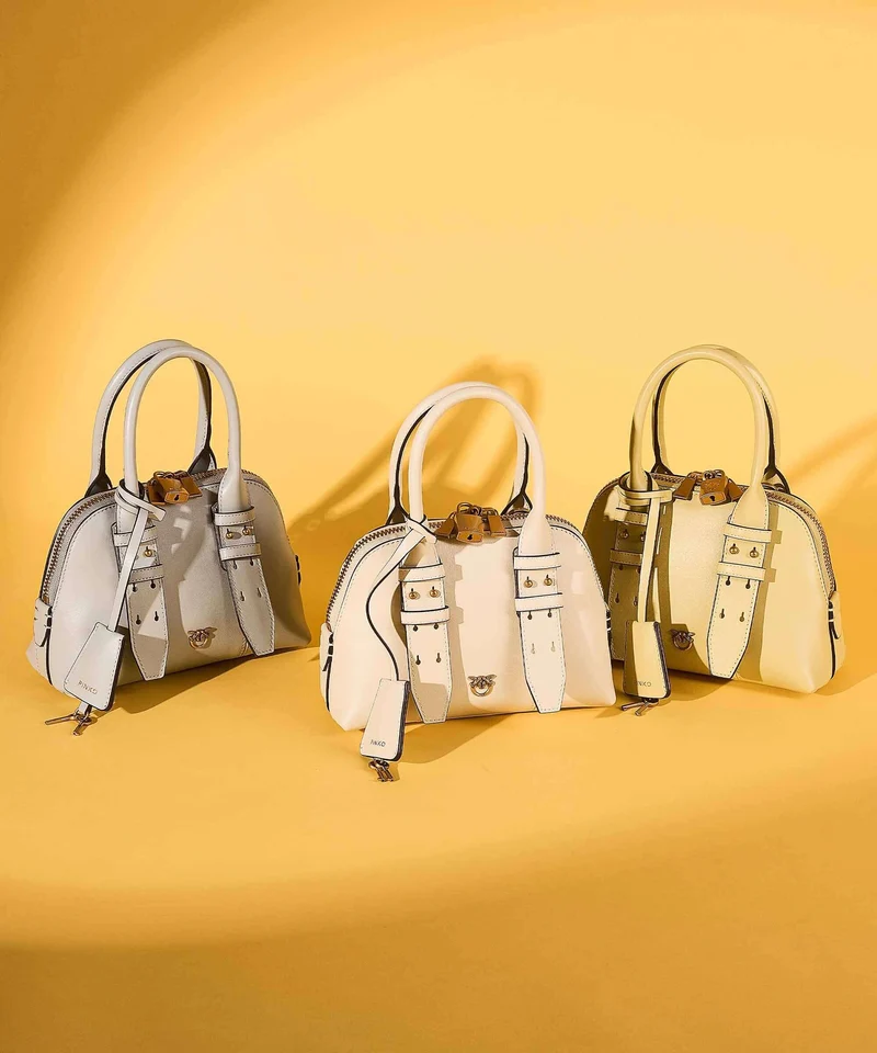 Pinko Bowling Mini Sac à main bianco seta/antique gold
