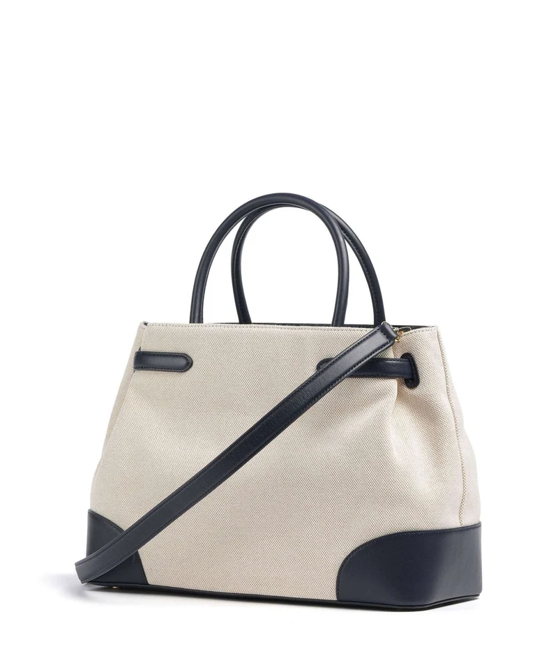Lauren Ralph Lauren Blaike Large Sac à main natural/buff canvas/refined navy