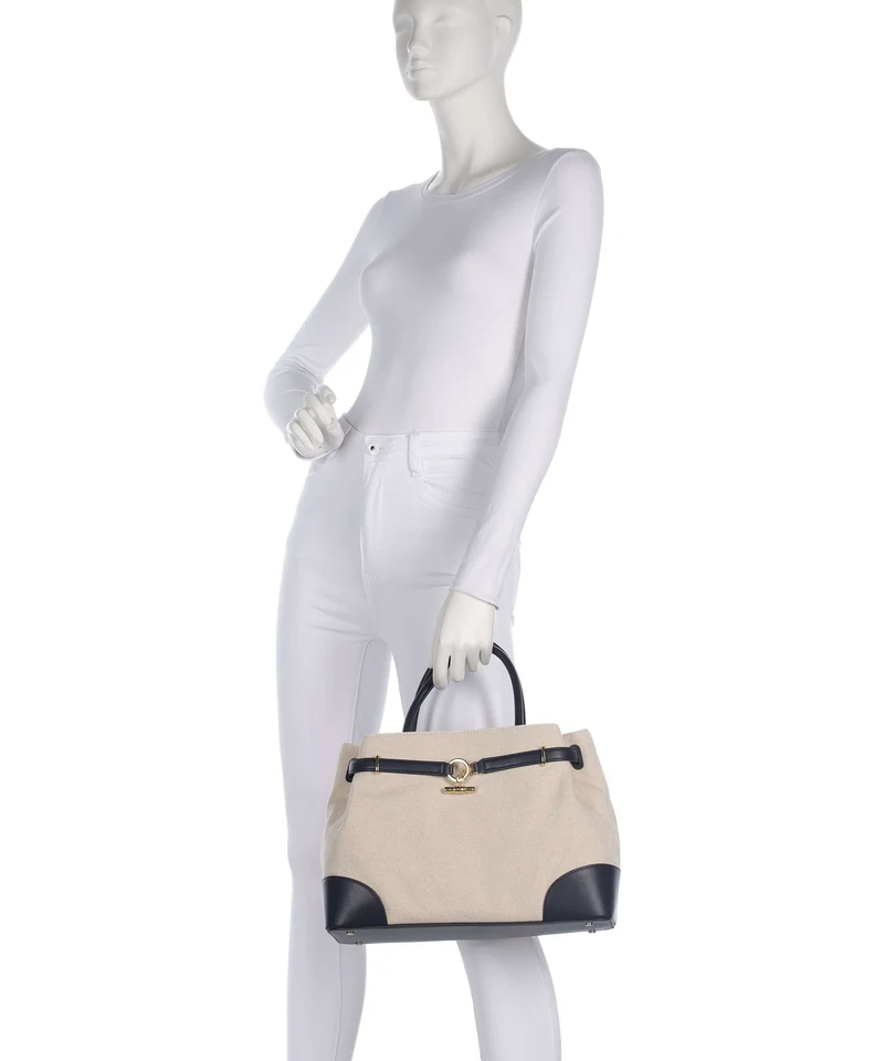 Lauren Ralph Lauren Blaike Large Sac à main natural/buff canvas/refined navy