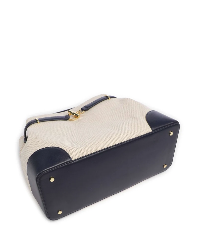 Lauren Ralph Lauren Blaike Large Sac à main natural/buff canvas/refined navy