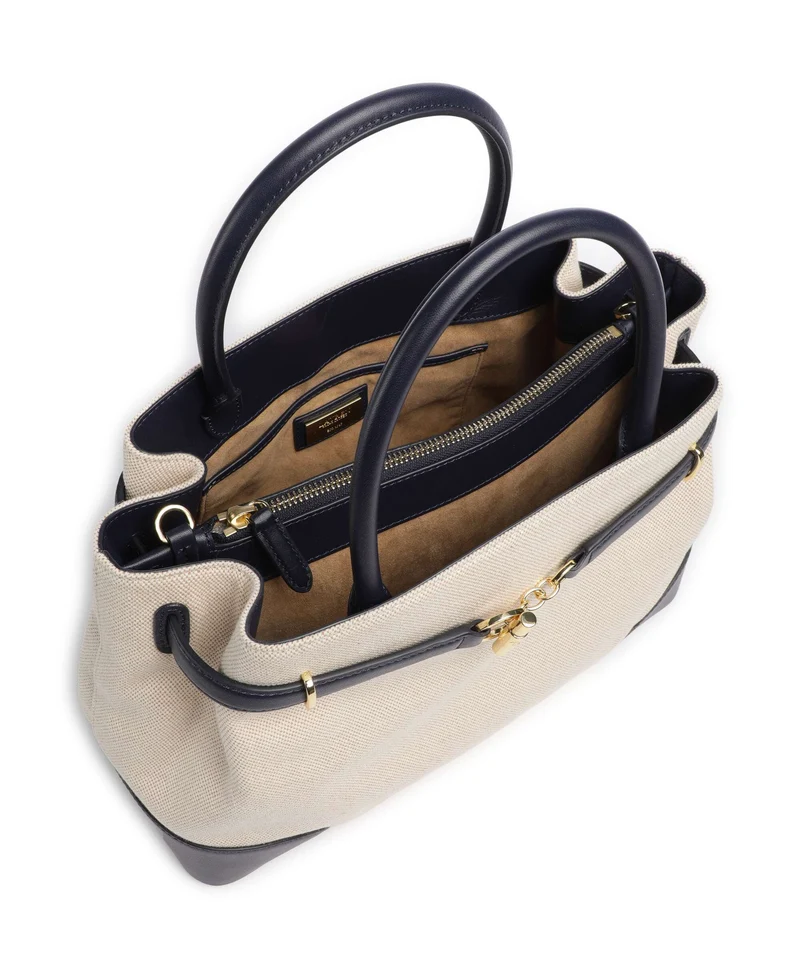 Lauren Ralph Lauren Blaike Large Sac à main natural/buff canvas/refined navy