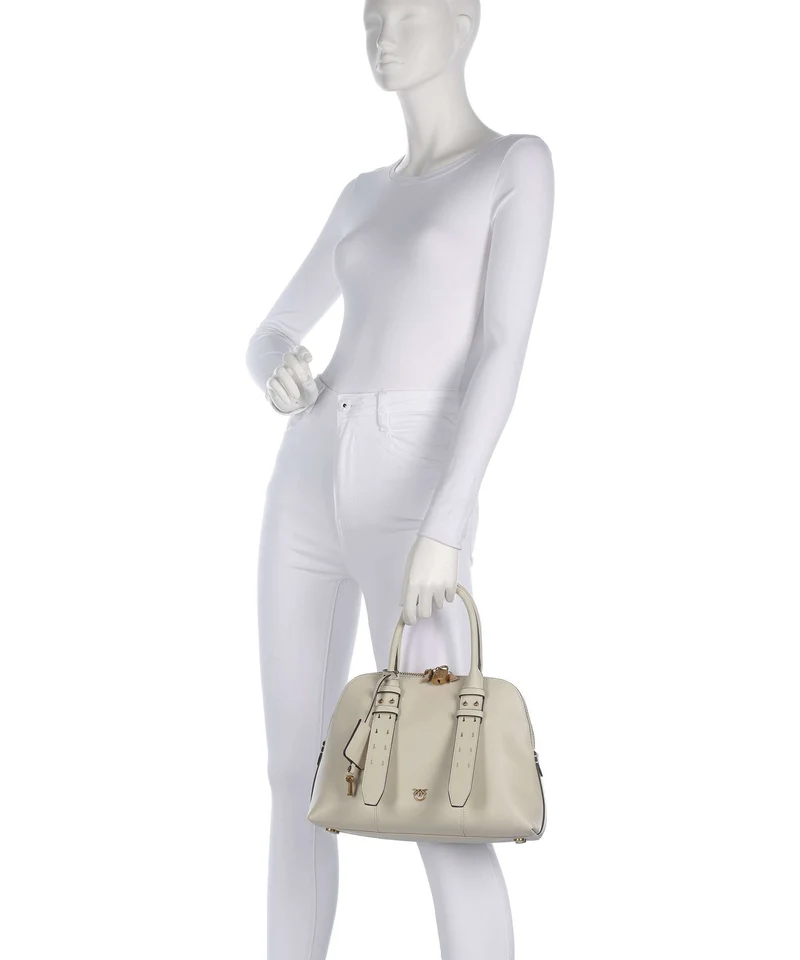 Pinko Bowling Medium Sac à main bianco seta/antique gold