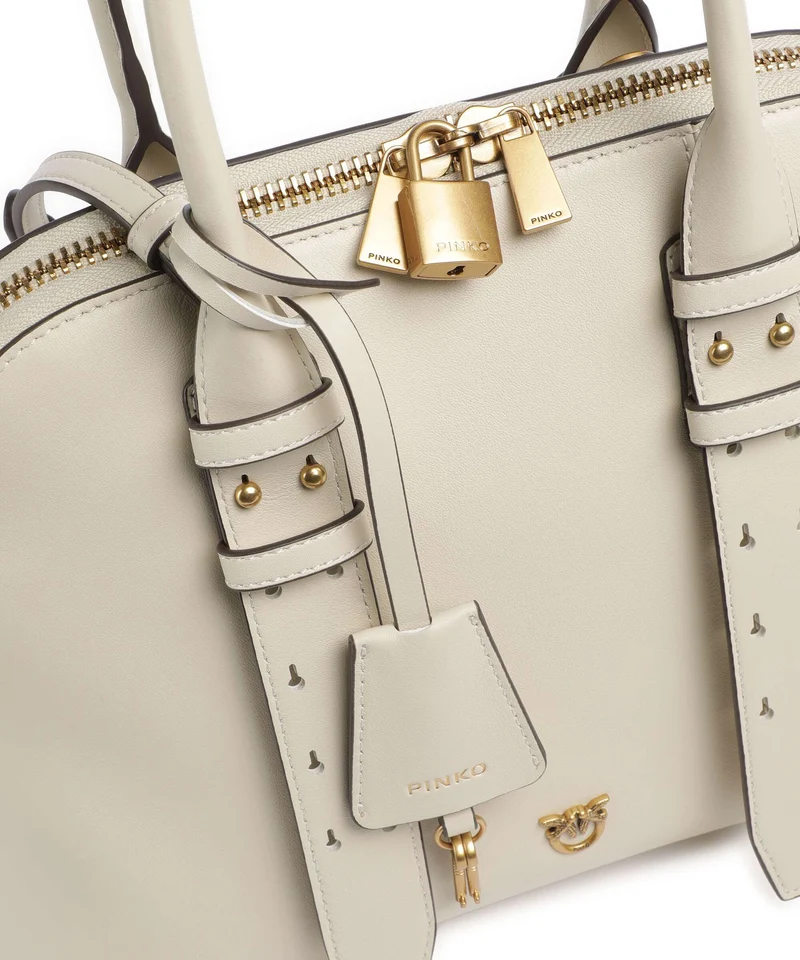 Pinko Bowling Medium Sac à main bianco seta/antique gold